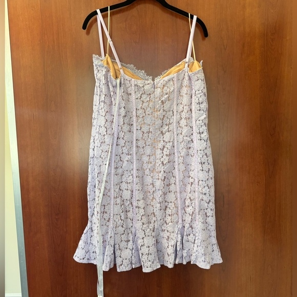New Nasty Gal Lace Mini Dress Lavender Nude Lining Size 12 New With Tags Pirple - Picture 10 of 15
